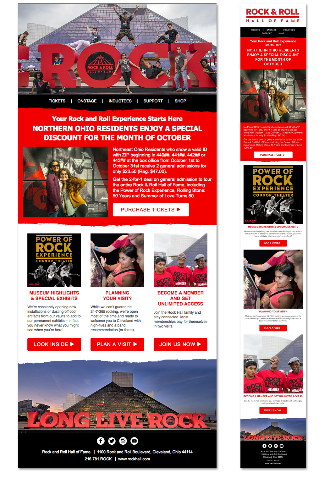 Rock and Roll Hall of Fame Email Ad