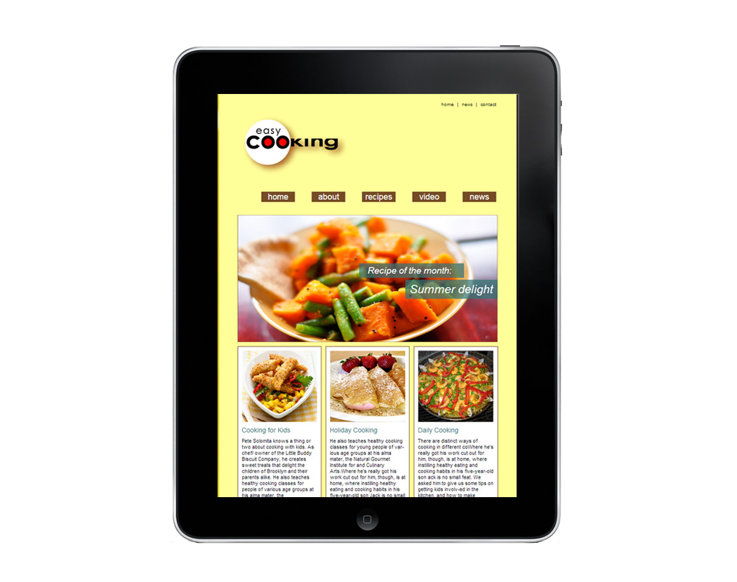 cooking site tablet view