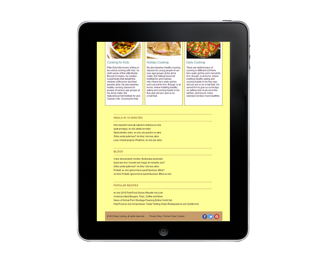 cooking site tablet view