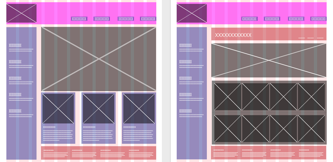 cooking site wireframe for desk