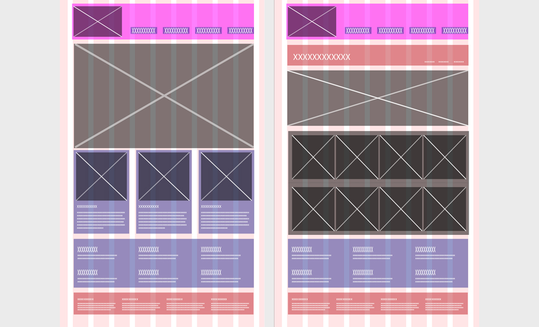 cooking site wireframe for tablet